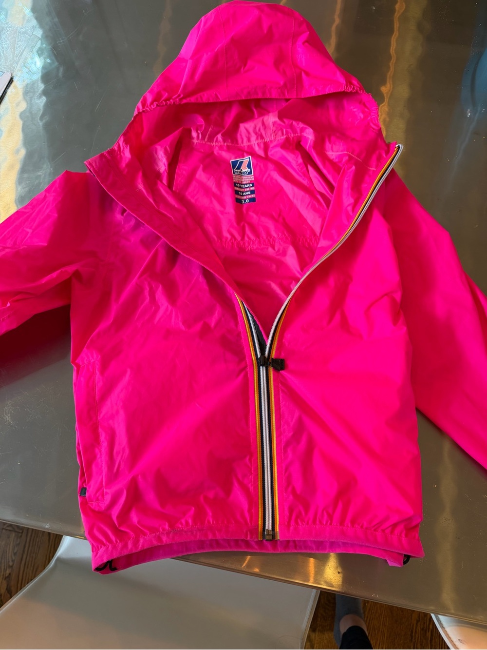 K-Way Kids Waterproof Hooded Raincoat in Bright Pink